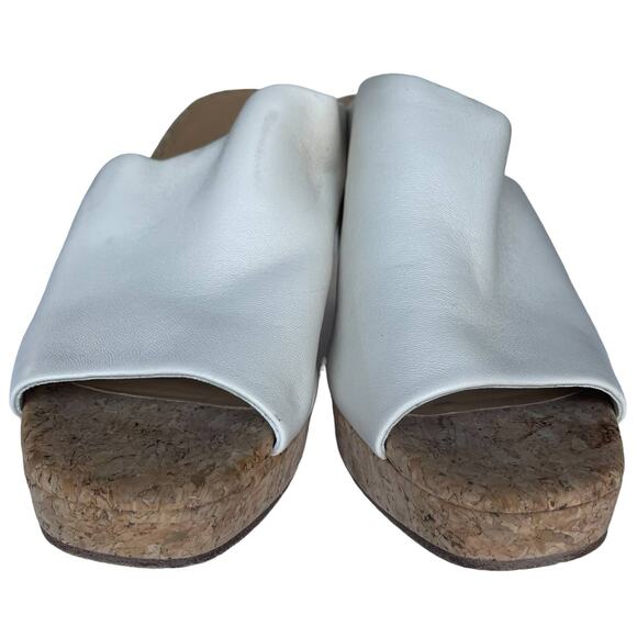 Women's Vince Wyatt-E Flax Leather Open Toe Cork Heel Slip-On Wedge Sandals 6M - Picture 4 of 14